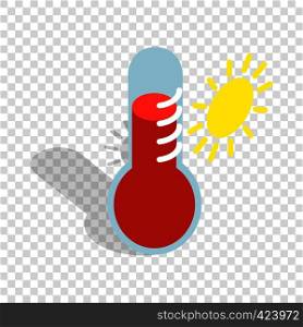 Thermometer indicates extremely high temperature isometric icon 3d on a transparent background vector illustration. Thermometer indicates high temperature isometric