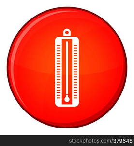 Thermometer indicates low temperature icon in red circle isolated on white background vector illustration. Thermometer indicates low temperature icon