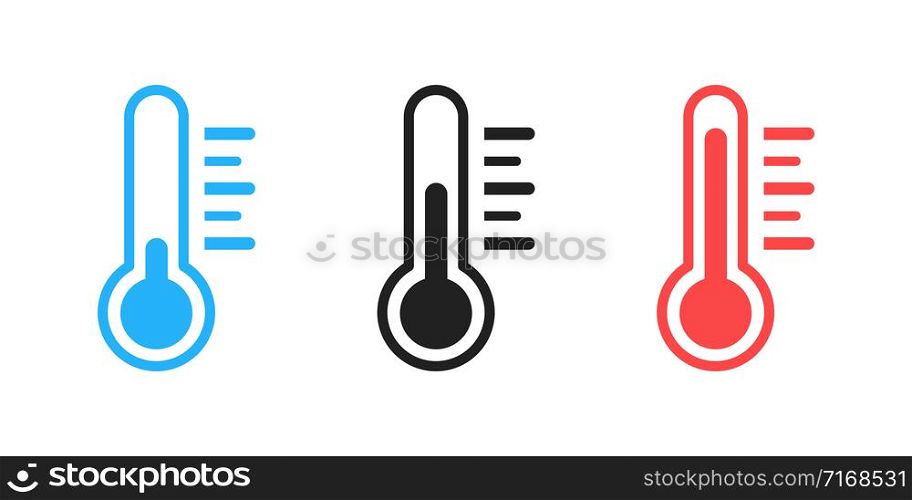 Thermometer isolated vector icon . Weather icon with different levels. Measuring tool. EPS 10