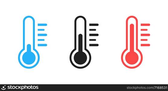 Thermometer isolated vector icon . Weather icon with different levels. Measuring tool. EPS 10