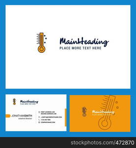 Thermometer Logo design with Tagline & Front and Back Busienss Card Template. Vector Creative Design