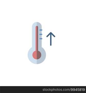 Thermometer. Rise temperature. Flat color icon. Isolated weather vector illustration