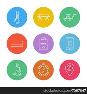 thermometer , strature , medical , smoking, health , mobile , navigation, compass , distance , location ,icon, vector, design, flat, collection, style, creative, icons