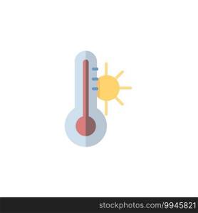 Thermometer. Summer temperature. Flat color icon. Isolated weather vector illustration