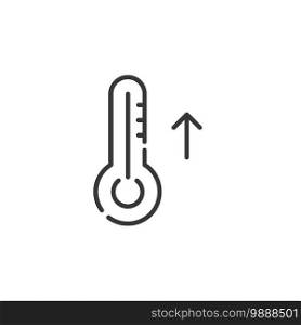Thermometer thin line icon. Rise temperature. Isolated outline weather vector illustration