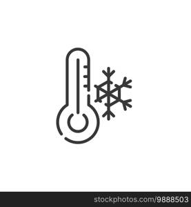 Thermometer thin line icon. Winter temperature. Isolated outline weather vector illustration