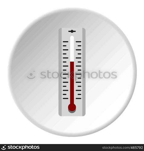 Thermometer with degrees icon in flat circle isolated on white vector illustration for web. Thermometer with degrees icon circle