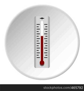 Thermometer with degrees icon in flat circle isolated on white vector illustration for web. Thermometer with degrees icon circle