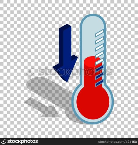 Thermometer with low temperature isometric icon 3d on a transparent background vector illustration. Thermometer with low temperature isometric icon