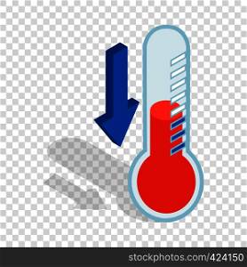 Thermometer with low temperature isometric icon 3d on a transparent background vector illustration. Thermometer with low temperature isometric icon