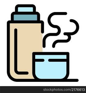 Thermos bottle icon. Outline thermos bottle vector icon color flat isolated. Thermos bottle icon color outline vector