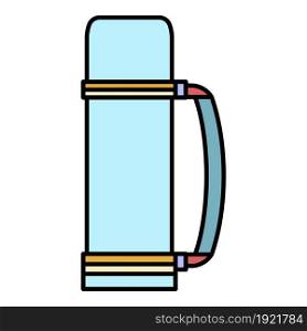 Thermos bottle icon. Outline thermos bottle vector icon color flat isolated on white. Thermos bottle icon color outline vector