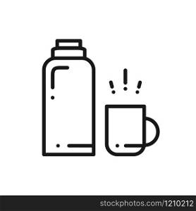 Thermos Bottle Line Icon. Vacuum Flask. Hot Water. Thermos Bottle Line Icon. Vacuum Flask. Hot Water.