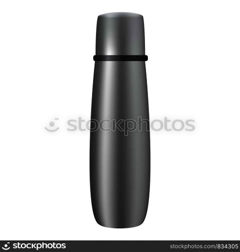 Thermos bottle mockup. Realistic illustration of thermos bottle vector mockup for web design isolated on white background. Thermos bottle mockup, realistic style
