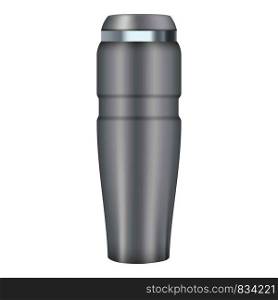 Thermos cup mockup. Realistic illustration of thermos cup vector mockup for web design isolated on white background. Thermos cup mockup, realistic style