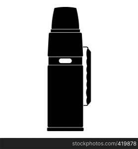 Thermos flask black simple icon isolated on white background. Thermos flask black simple icon