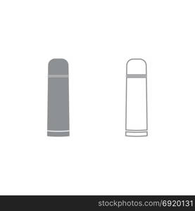 Thermos or vacuum flask icon. Grey set .. Thermos or vacuum flask icon. It is grey set .