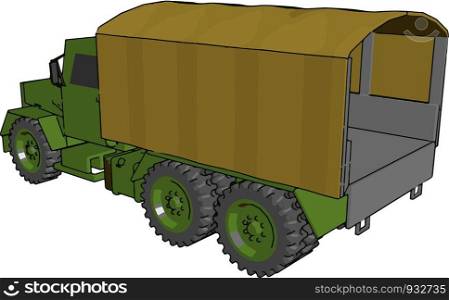These truck composed of chassis a motor a transmission a cabin an area for equipments suspensions brakes engine cooling system vector color drawing or illustration