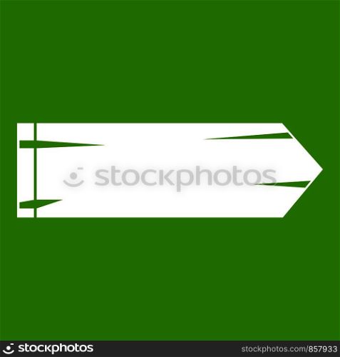 Thick arrow icon white isolated on green background. Vector illustration. Thick arrow icon green