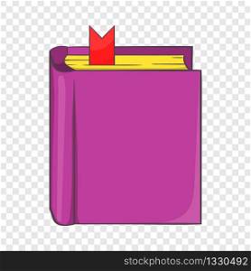 Thick book with bookmark icon in cartoon style isolated on background for any web design . Thick book with bookmark icon, cartoon style