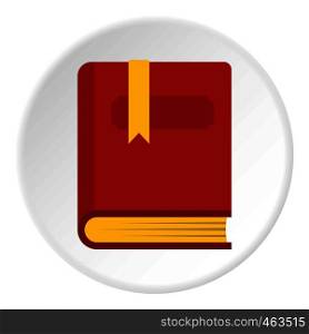 Thick book with bookmark icon in flat circle isolated vector illustration for web. Thick book with bookmark icon circle