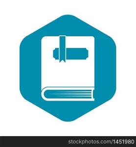 Thick book with bookmark icon. Simple illustration of thick book with bookmark vector icon for web. Thick book with bookmark icon, simple style