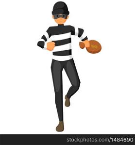 Thief carrying bag of money with a dollar sign