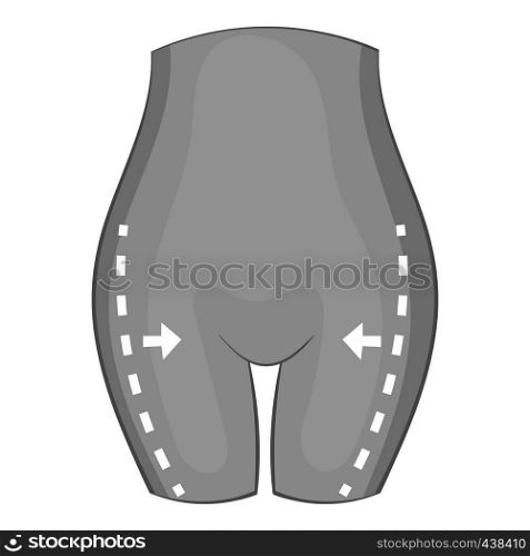 Thigh plastic surgery icon in monochrome style isolated on white background vector illustration. Thigh plastic surgery icon monochrome
