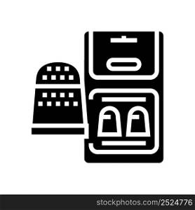 thimble accessory glyph icon vector. thimble accessory sign. isolated contour symbol black illustration. thimble accessory glyph icon vector illustration