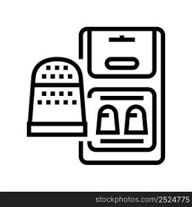 thimble accessory line icon vector. thimble accessory sign. isolated contour symbol black illustration. thimble accessory line icon vector illustration