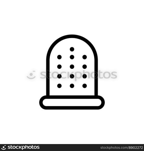 Thimble icon line isolated on white background. Black flat thin icon on modern outline style. Linear symbol and editable stroke. Simple and pixel perfect stroke vector illustration