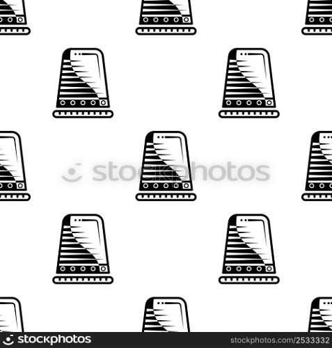Thimble Icon Seamless Pattern, Sewing Tool, Hard Pitted Cup For Finger Protection Vector Art Illustration
