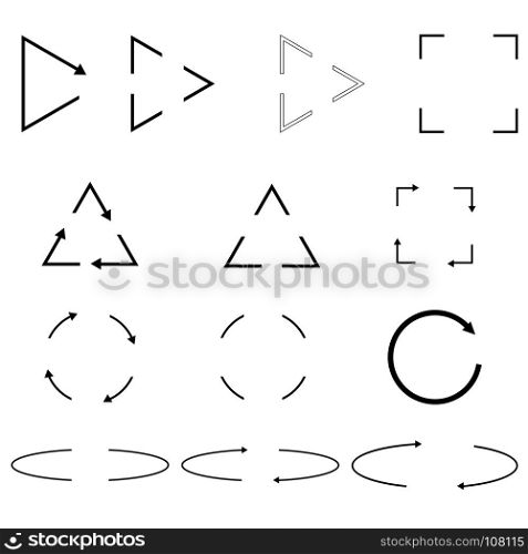 Thin arrows Circle, triangle, square shapes black color