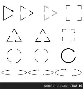 Thin arrows Circle, triangle, square shapes black color