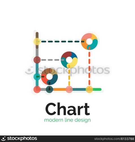 Thin line chart logo design. Graph icon modern colorful flat style. Thin line chart logo design. Graph icon modern colorful flat style. Vector icon