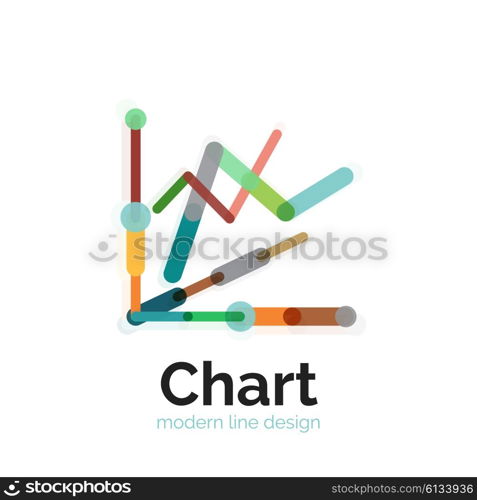 Thin line chart logo design. Graph icon modern colorful flat style. Thin line chart logo design. Graph icon modern colorful flat style. Vector icon