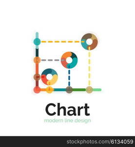 Thin line chart logo design. Graph icon modern colorful flat style. Thin line chart logo design. Graph icon modern colorful flat style. Vector icon