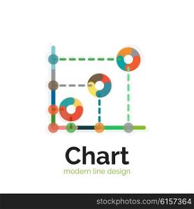 Thin line chart logo design. Graph icon modern colorful flat style. Thin line chart logo design. Graph icon modern colorful flat style. Vector icon