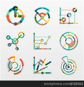 Thin line chart logo set. Graph icons modern colorful flat style. Thin line chart logo set. Graph icons modern colorful flat style. Vector symbols