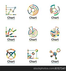 Thin line chart logo set. Graph icons modern colorful flat style. Thin line chart logo set. Graph icons modern colorful flat style. Vector symbols