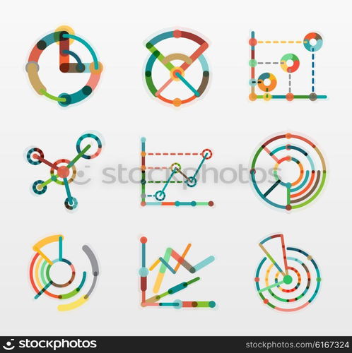 Thin line chart logo set. Graph icons modern colorful flat style. Thin line chart logo set. Graph icons modern colorful flat style. Vector symbols