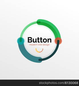 Thin line design geometric button, flat style. Overlapping muticolored elements. Vector illustration