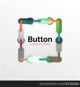 Thin line design geometric button, flat style. Overlapping muticolored elements. Vector illustration