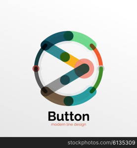 Thin line design geometric button, flat style. Overlapping muticolored elements. Vector illustration