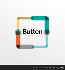 Thin line design geometric button, flat style. Overlapping muticolored elements. Vector illustration