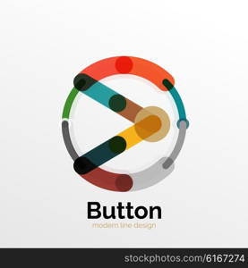 Thin line design geometric button, flat style. Overlapping muticolored elements. Vector illustration