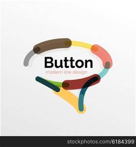Thin line design geometric button, flat style. Overlapping muticolored elements. Vector illustration
