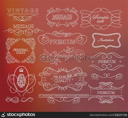 Thin Line frames and scroll elements. Set of calligraphic and floral design elements. Set of hand-drawing calligraphic floral design elements.