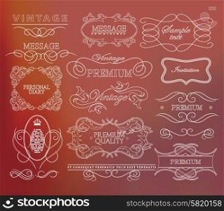 Thin Line frames and scroll elements. Set of calligraphic and floral design elements. Set of hand-drawing calligraphic floral design elements.