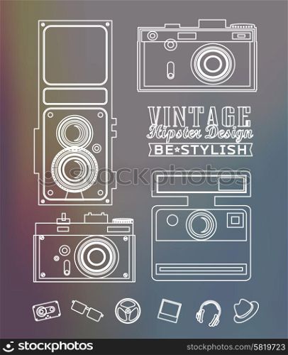 Thin line Hipster style elements and icons can be used for retro vintage website, infographics, banner